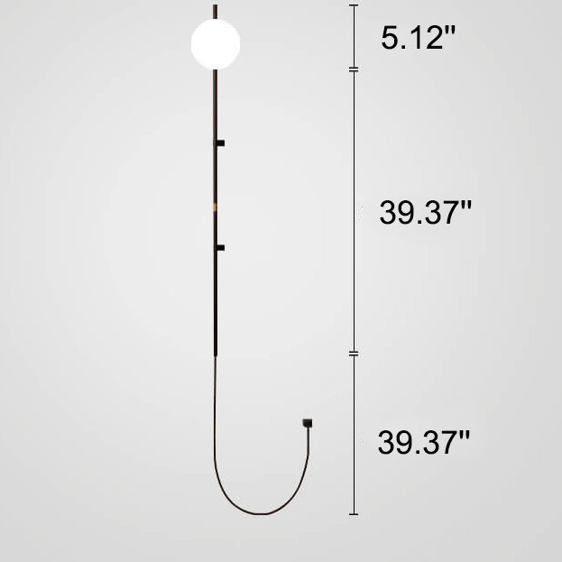 Minimalistische Langstab-Glaskugel 1-Licht Wandleuchte 