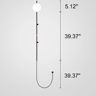 Minimalist Long Pole Glass Globe1-Light Wall Sconce Lamp