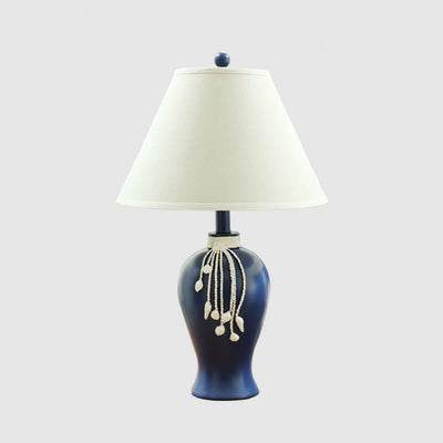 European Mediterranean Fabric Resin Base 1-Light Table Lamp