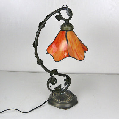 Tiffany Simple Flower Petal Resin Stained Glass 1-Light Table Lamp