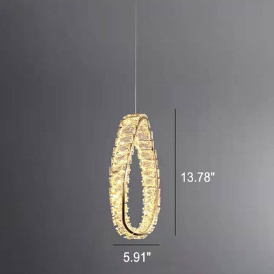 Modern Light Luxury Ring Crystal Hardware LED Pendant Light