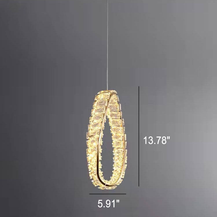 Modern Light Luxury Ring Crystal Hardware LED Pendant Light