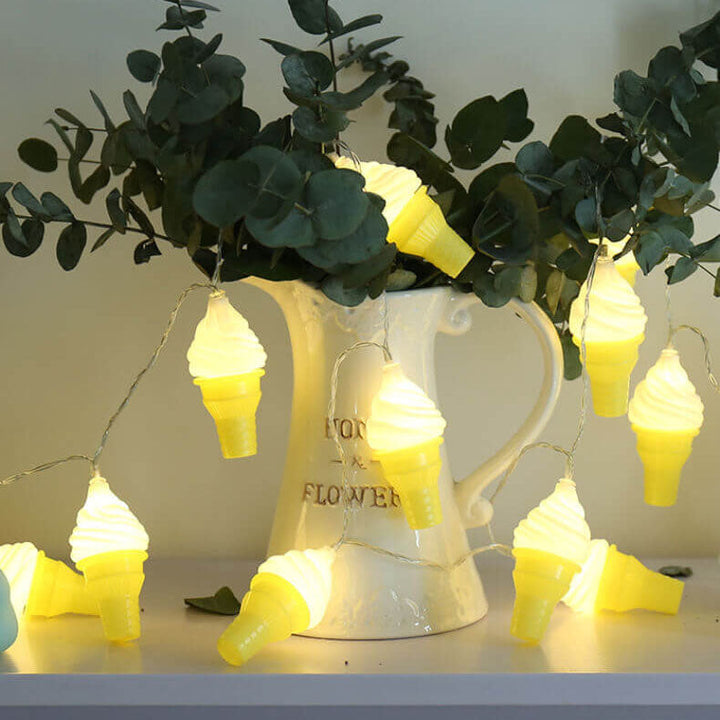 Luces de cadena de decoración LED USB a batería para niños con helado creativo moderno 