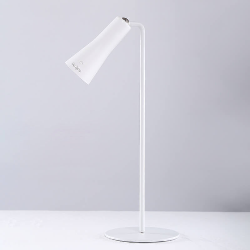 Modern Minimalist ABS Iron Cone White USB Charging Eye Protection LED Desk Lamp For Bedroom