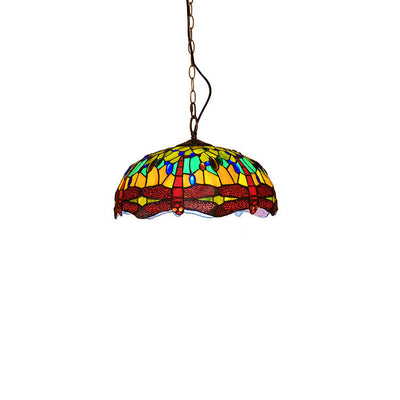 Tiffany Europäische Libelle Buntglaskuppel 1-flammige Pendelleuchte