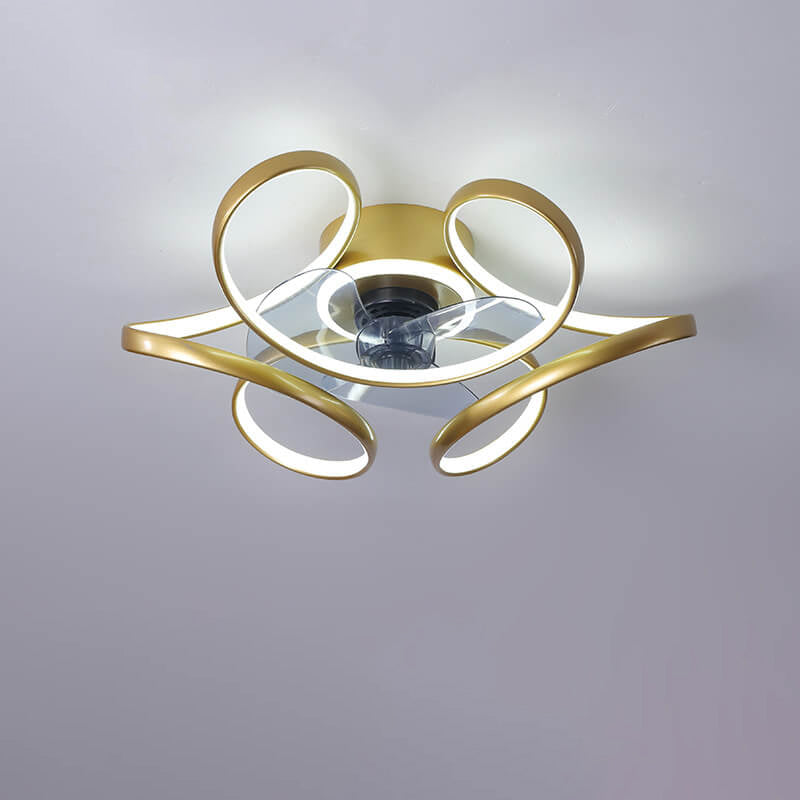 Modern Minimalist Line Acrylic Iron LED Flush Mount Fan Light