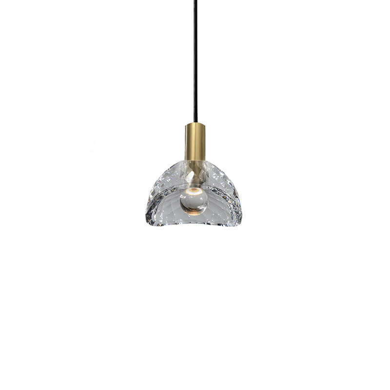 Lampe suspendue LED en cuivre et cristal à dôme créatif et moderne 