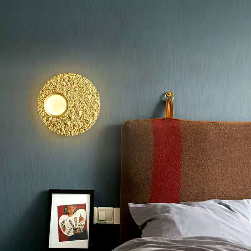 Applique murale LED en résine ronde créative nordique avec feuille d&