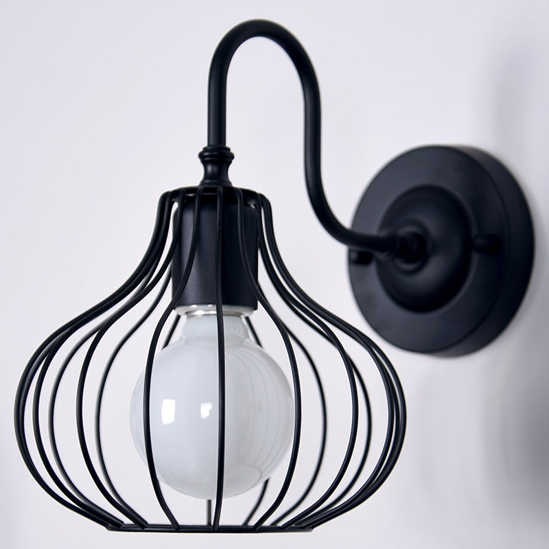Lampe murale 1 lumière en forme de citrouille avec cadre en fer rustique traditionnel pour salon 