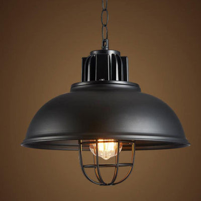 Vintage Industrial Iron Pot Lid Dome 1-Light Pendant Light