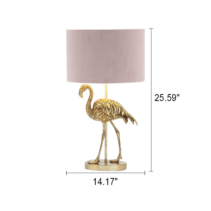 Lámpara de mesa de 1 luz de tela de resina flamenco nórdico de lujo 