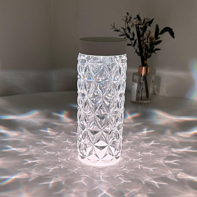 Creative Rose Petal Diamond Acrylic Column LED Night Table Lamp