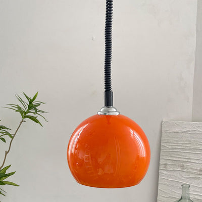 Modern Retro Round Head Retractable Glass 1-Light Pendant Light