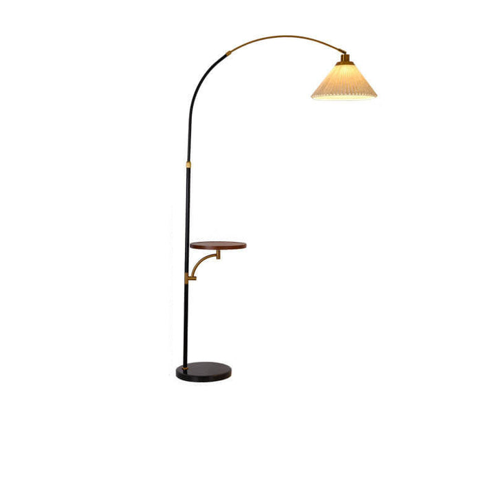 Lampe de sol à 1 lumière avec étagère en bois massif plissé nordique en marbre 