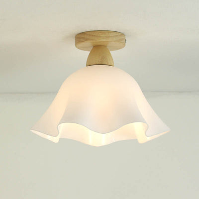 European Rustic Lotus Acrylic 1-Light Semi-Flush Mount Light