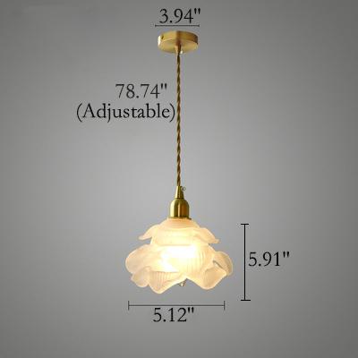 Französische Vintage Petal Glas 1-flammige LED-Pendelleuchte 