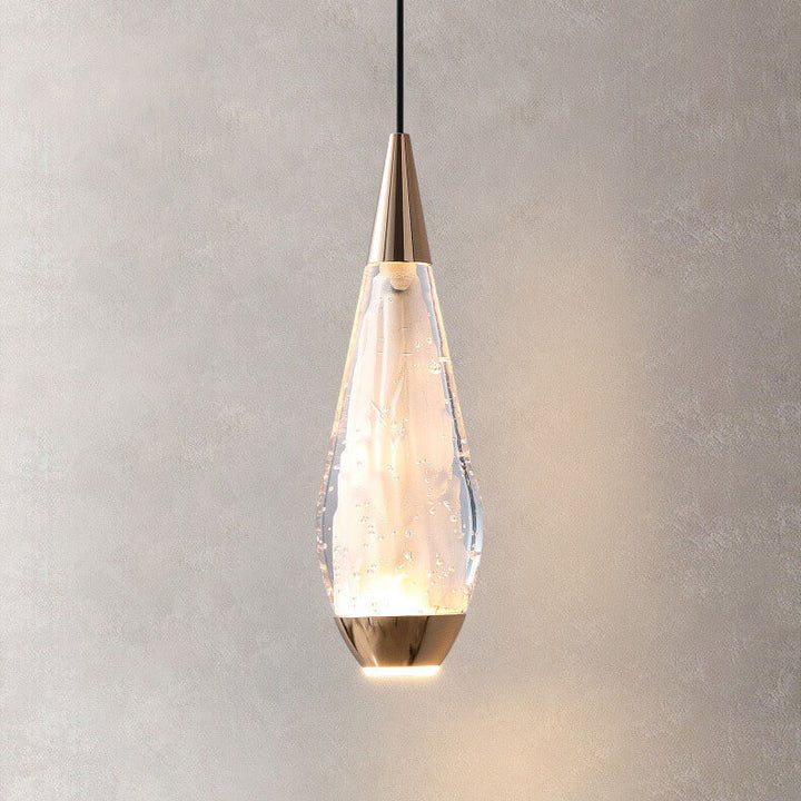 Moderne Luxus-Glasbeschläge Oval-Säulen-LED-Pendelleuchte für das Wohnzimmer 