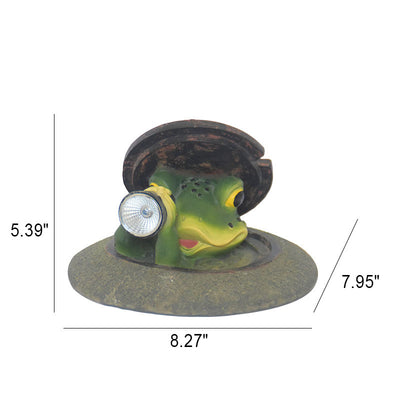 European Creative Elf Frog Resin Solar LED Outdoor Lawn Ground Insert Landscape Light