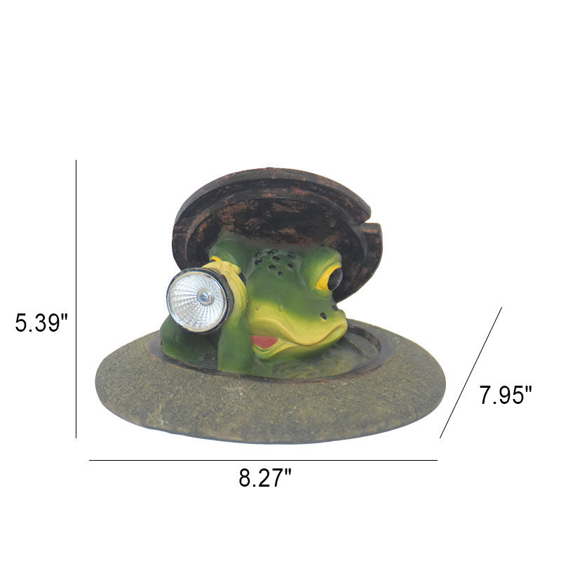 European Creative Elf Frog Resin Solar LED Outdoor Lawn Ground Insert Landscape Light