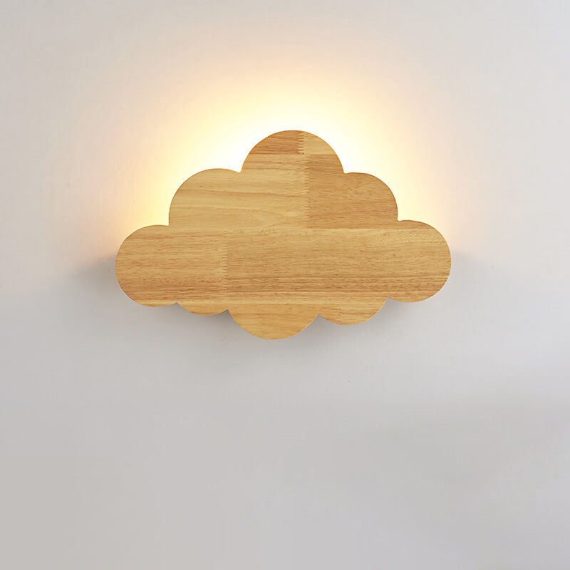 Nordic Minimalist Creative Cloud Wood 1-flammige Wandleuchte 