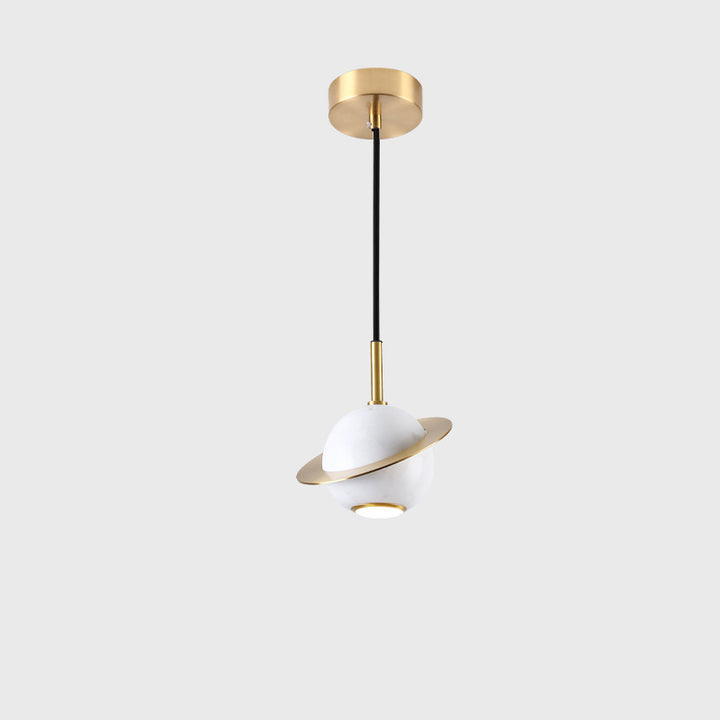 Contemporary Nordic Planet Marble Iron LED Pendant Light for Living Room