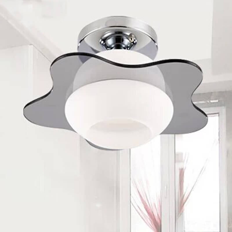 Modern Creative Glass Round Lace 1-Light Semi-Flush Ceiling Light