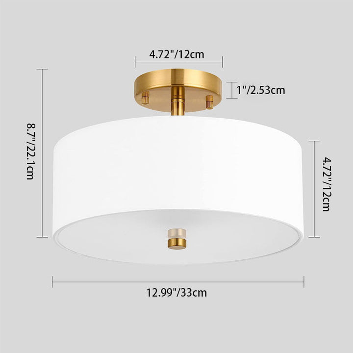 Moderno candelabro de 3 luces con base de latón envejecido electrochapado y pantalla de cilindro de tela para sala de estar 