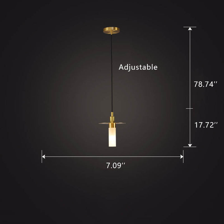 Modern Copper Glass Cylinder 1-Light Pendant Light