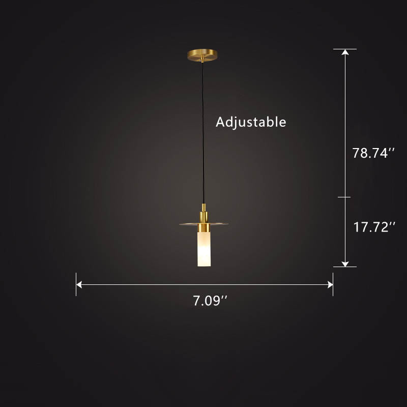 Modern Copper Glass Cylinder 1-Light Pendant Light