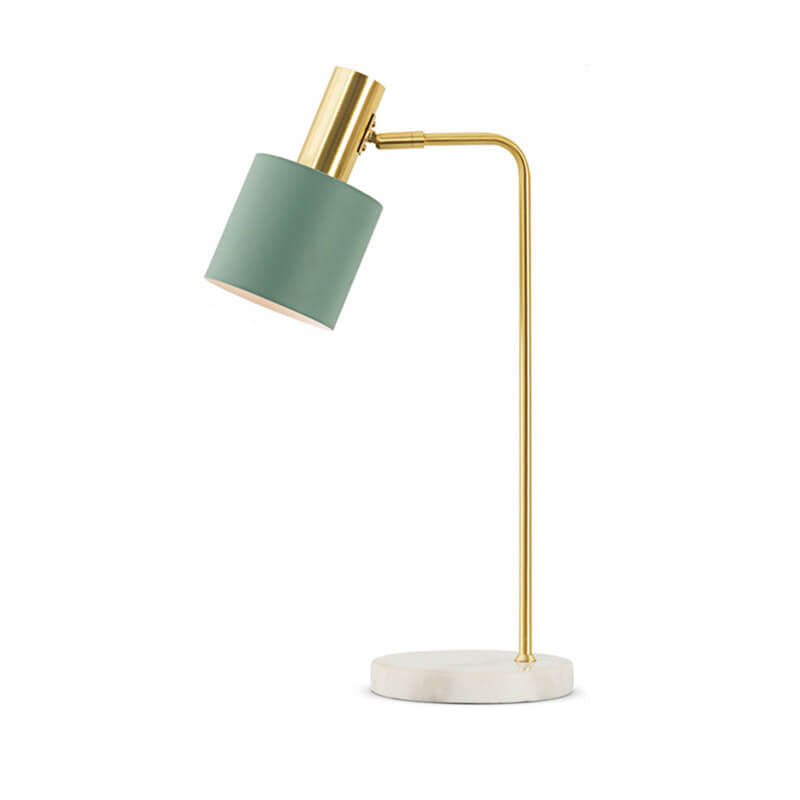 Modern Minimalist  Cylinder Shade Marble Hardware Base 1-Light Table Lamp for Bedroom