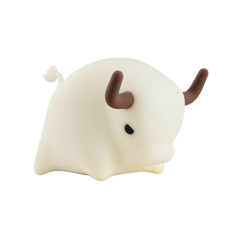 Lámpara de Mesa Luz Nocturna LED Regulable con Temporizador USB de Silicona en Forma de Vaca Animal 