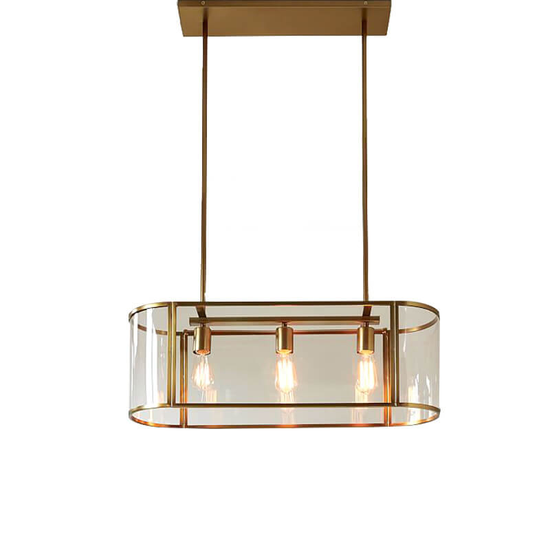 Scandinavian Modern Minimalist Acrylic Rectangular 3-Light Chandelier