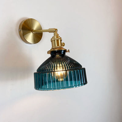 Nordic Dome Glass Shade Brass 1-Light Wall Sconce Lamp