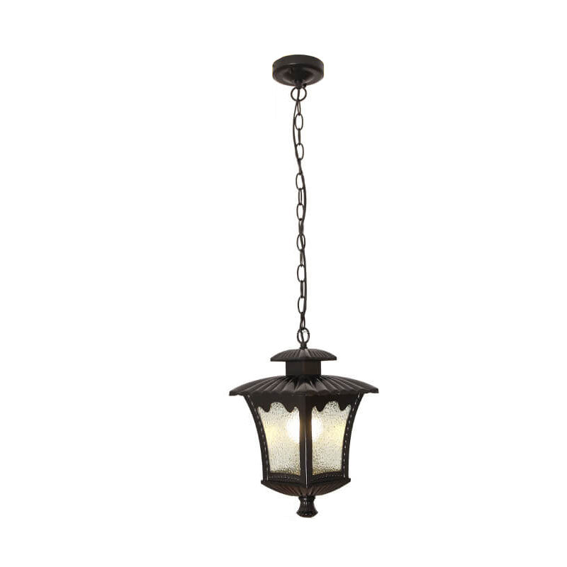 European Industrial Glass Square Outdoor 1-Light Pendant Light