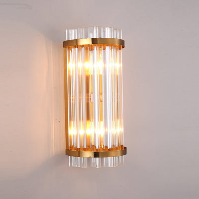 Nordic Luxury Crystal Plated Column 2-Light Wall Sconce Lamp