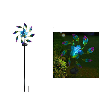 Solar Peacock Windmill Outdoor Garden Decorative Landscape Light