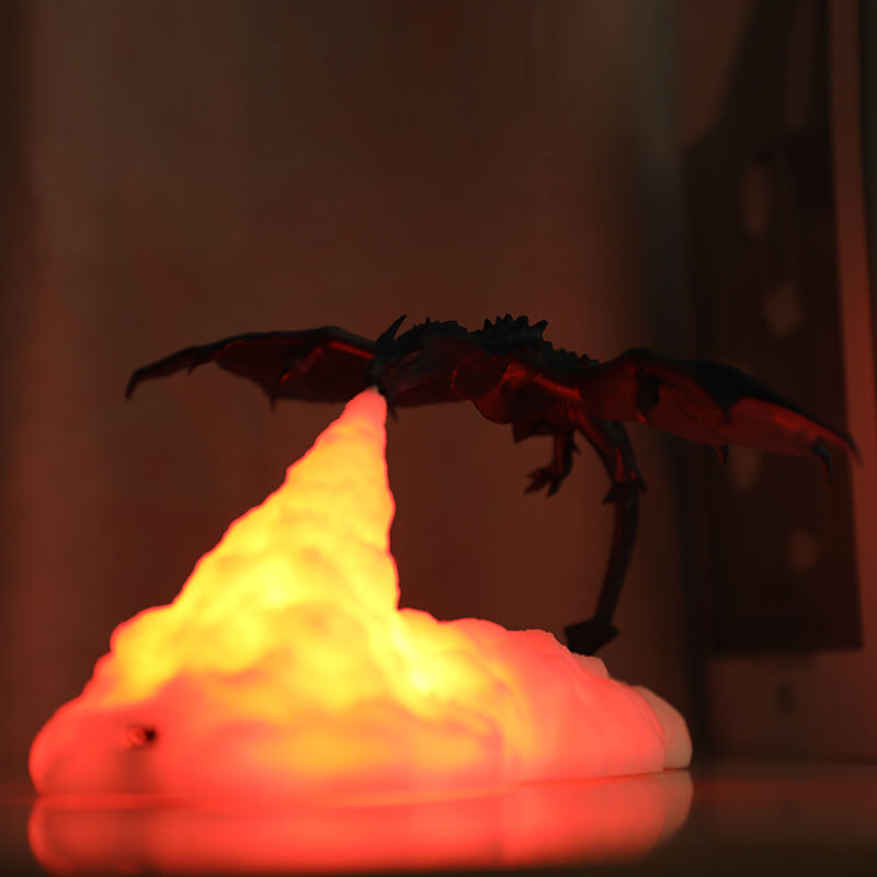 Lampe de table LED Creative 3D imprimée en forme de dragon volcan 