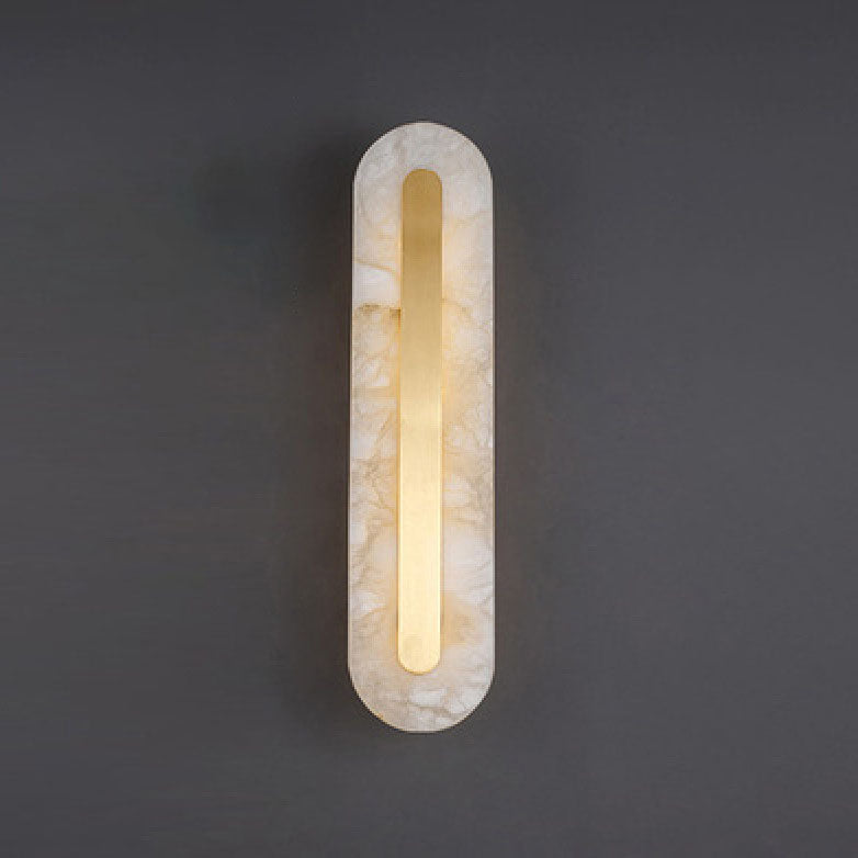 Light Luxury Brass Marble Oval Square LED Wall Sconce Lamp