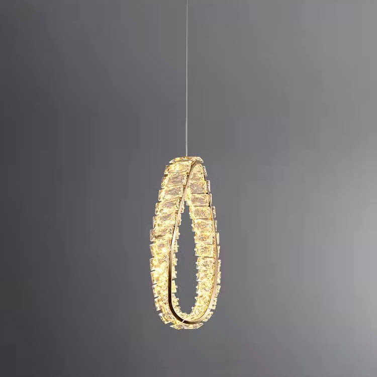 Modern Light Luxury Ring Crystal Hardware LED Pendant Light