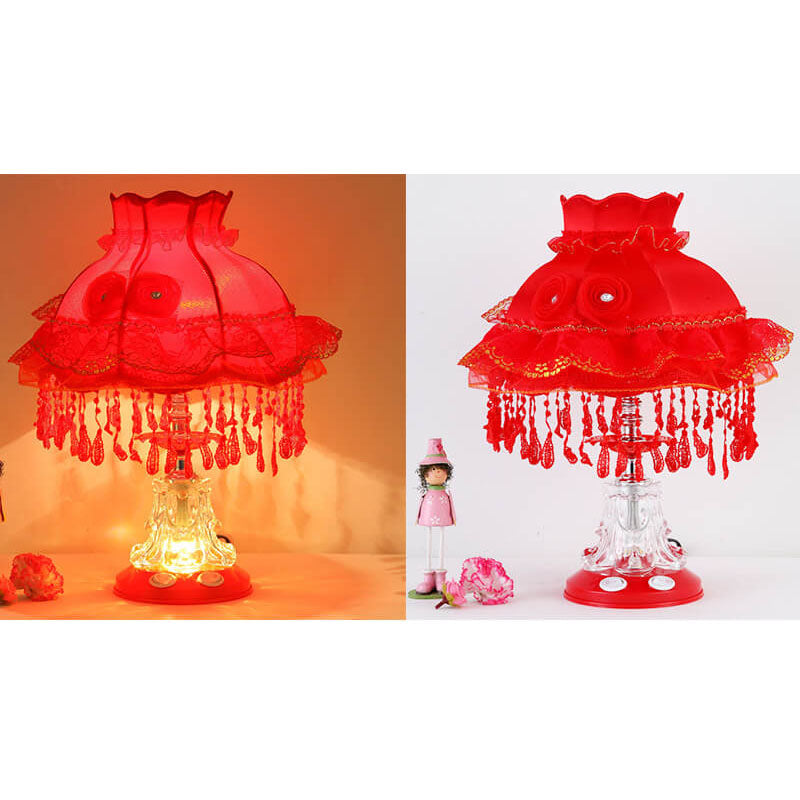 Lampe de table 1 lumière en verre avec tissu de style européen pour mariage 