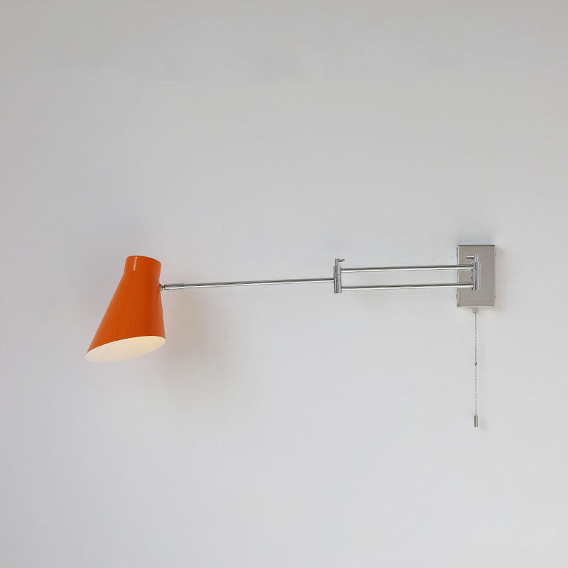 Applique murale à 1 lumière avec abat-jour conique nordique en fer rotatif 