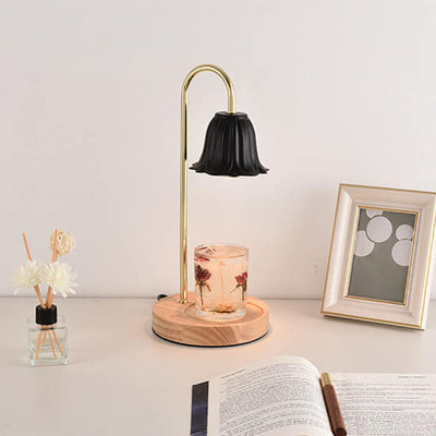 Nordische, minimalistische, sechseckige Tischlampe aus schmelzendem Wachs mit 1 Leuchte aus Holz