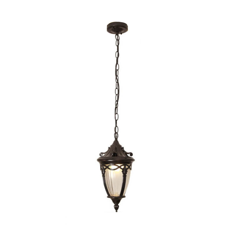 Europäische Vintage Oval Laterne Maple Leaf Outdoor 1-Licht Pendelleuchte 