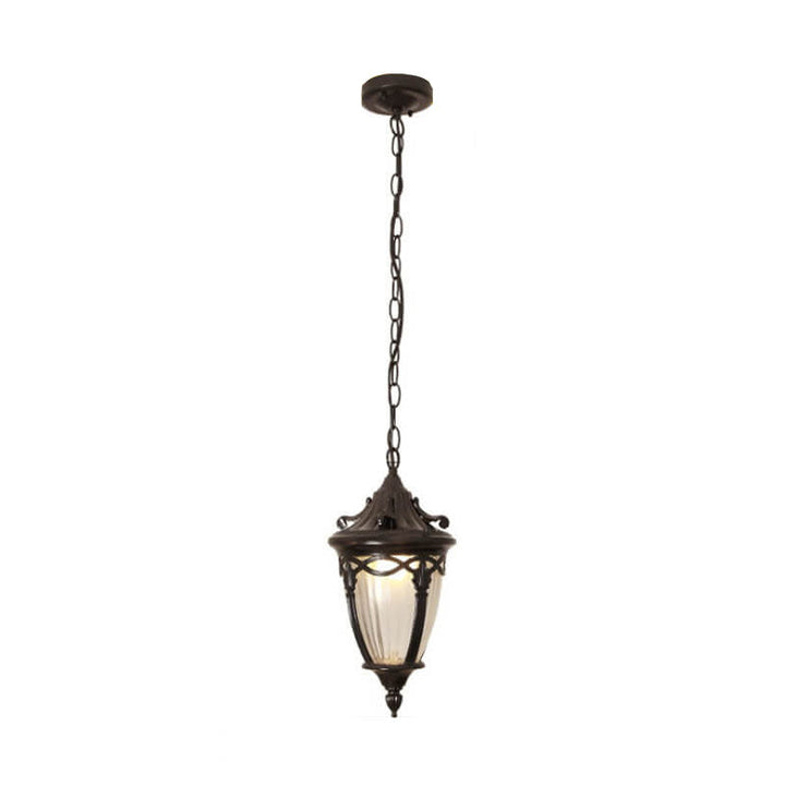 Europäische Vintage Oval Laterne Maple Leaf Outdoor 1-Licht Pendelleuchte 
