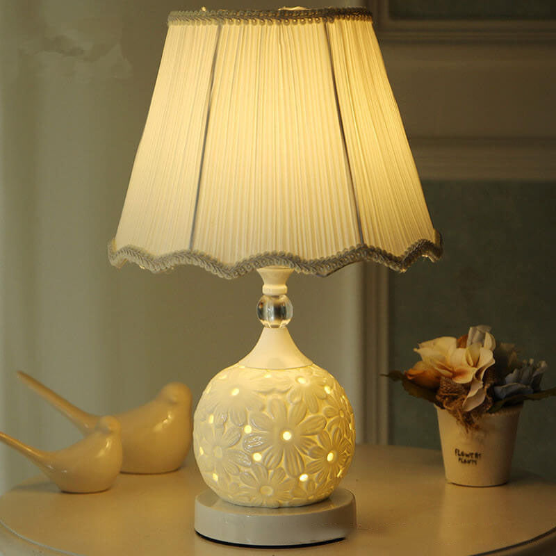 Lampe de Table en Céramique Minimaliste Européenne avec Télécommande et Variation de Lumière 1 Lumière 