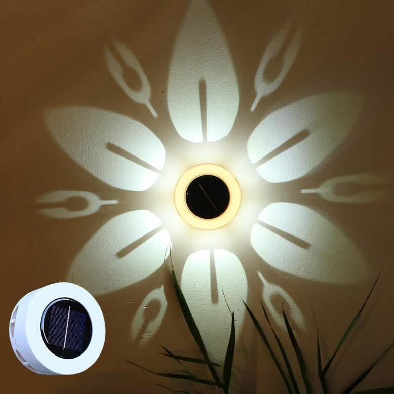 Lámpara Aplique de Pared Exterior LED Solar Redonda Impermeable de Acrílico Minimalista Moderna 