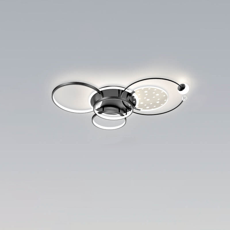Modern Minimalist Circle Combo LED Black and White Flush Mount Ceiling Light