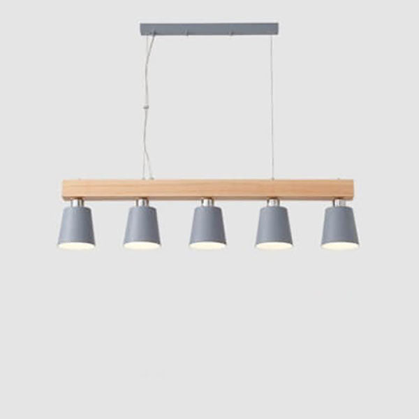 Chandelier à 5 lumières avec abat-jour conique linéaire simple nordique 