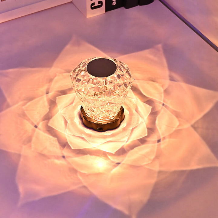 Lampe de Table décorative créative en forme de pétale de Rose en diamant, veilleuse LED en acrylique 