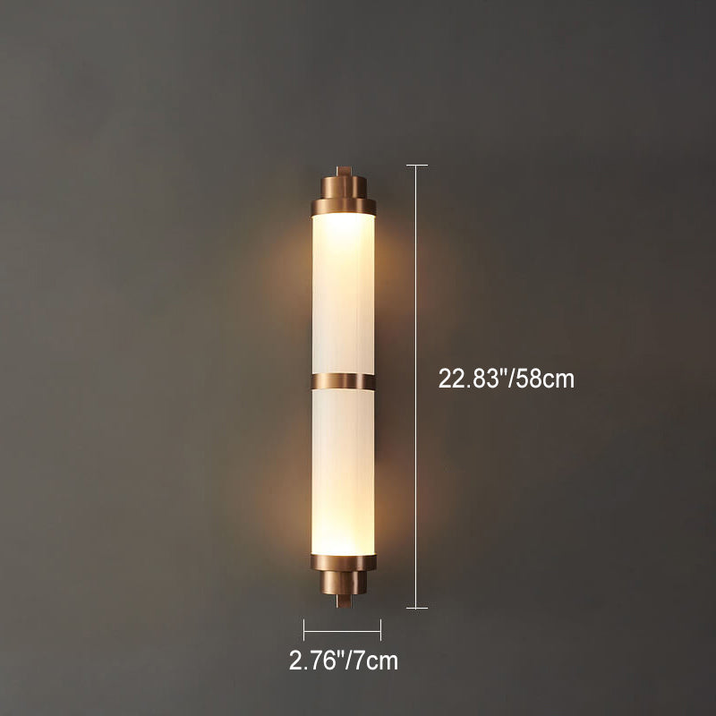 Modern Luxury Cylindrical Glass Stainless Steel Rose Gold LED Wall Sconce Lamp for Living Room Bedroom